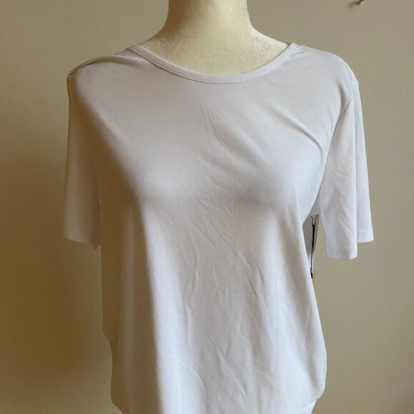 HALOGEN Bnwt White Short Sleeve Top Back Tie sz Small - Picture 3 of 8